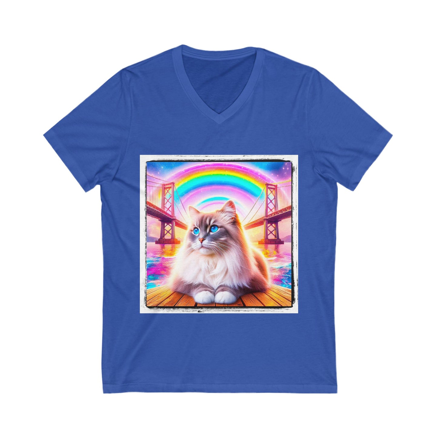 Ragdoll Cat Unisex Jersey Short Sleeve V-Neck Tee