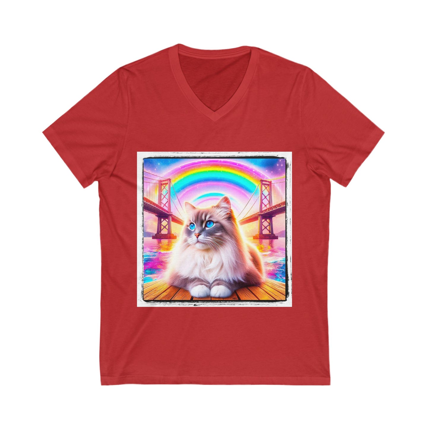 Ragdoll Cat Unisex Jersey Short Sleeve V-Neck Tee