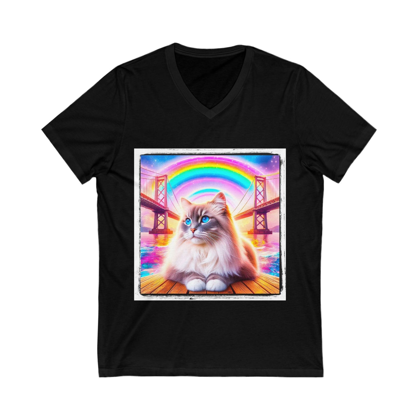 Ragdoll Cat Unisex Jersey Short Sleeve V-Neck Tee