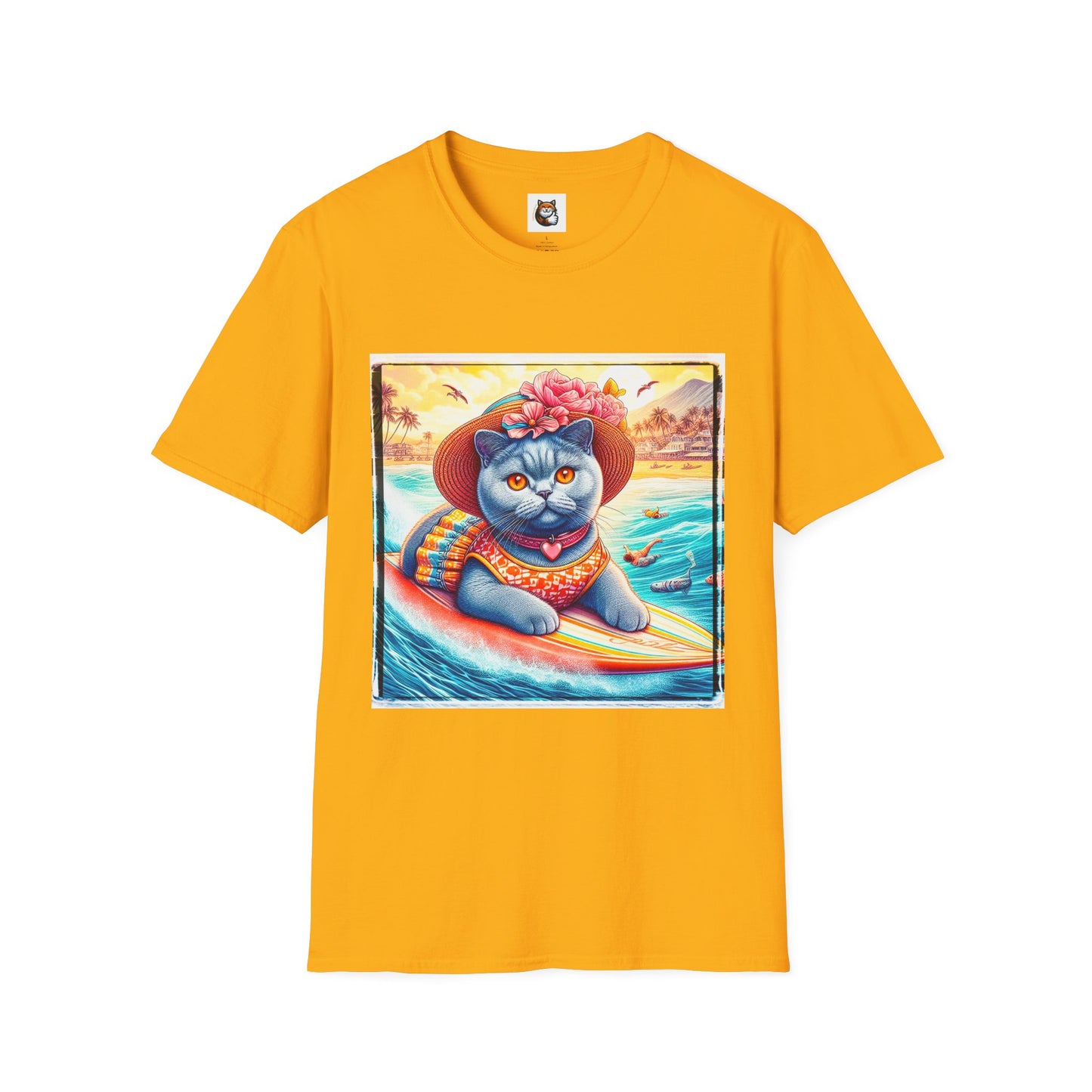 British Shorthair pretty surfer girl Softstyle T-Shirt