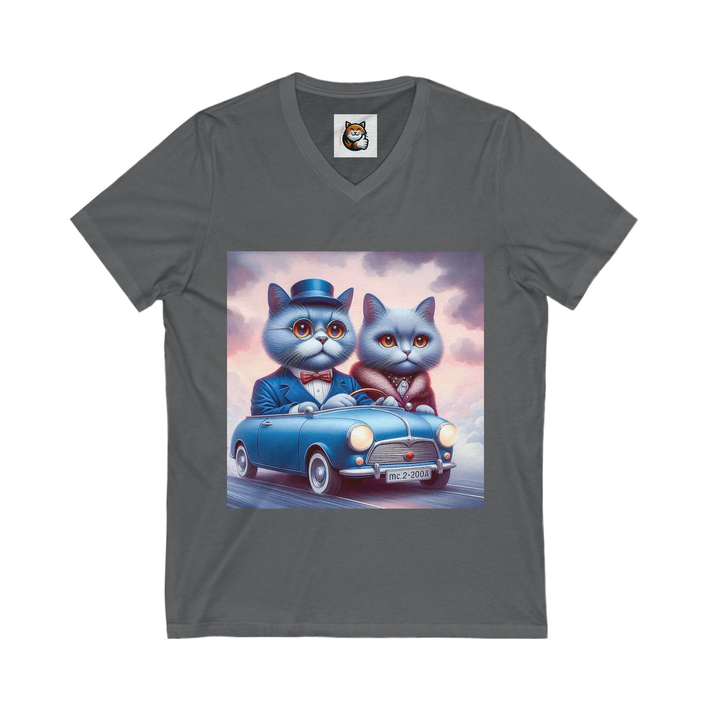 Wacky Russian Blue Cat tiny car tee