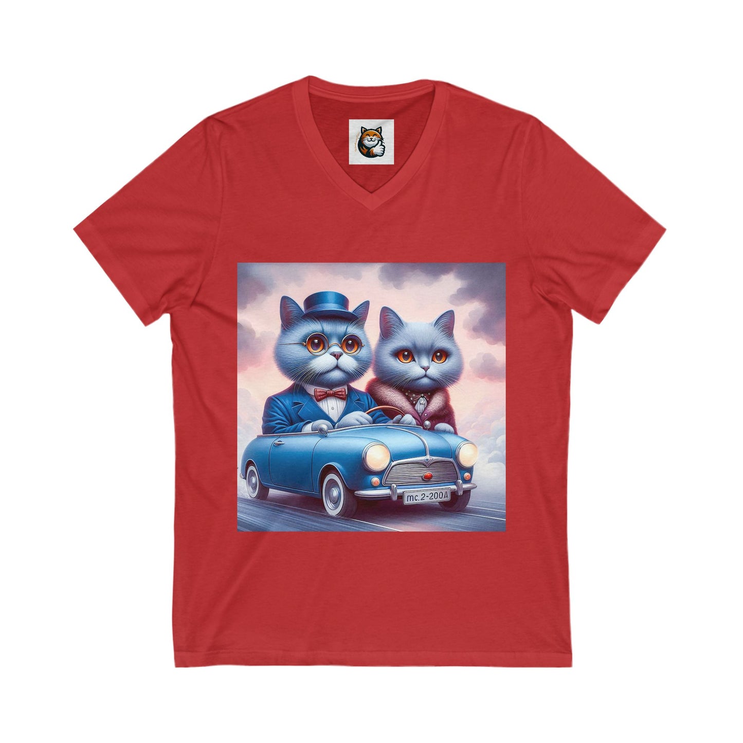 Wacky Russian Blue Cat tiny car tee