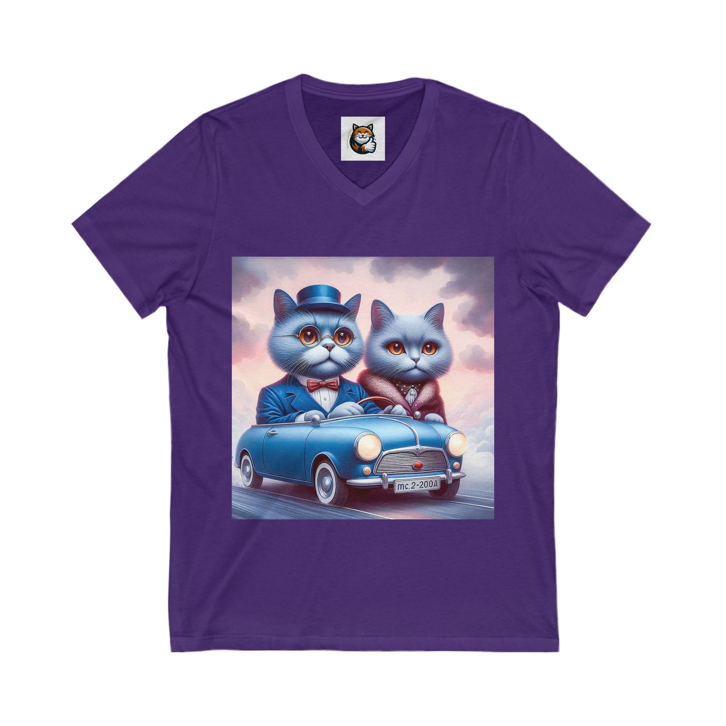 Wacky Russian Blue Cat tiny car tee