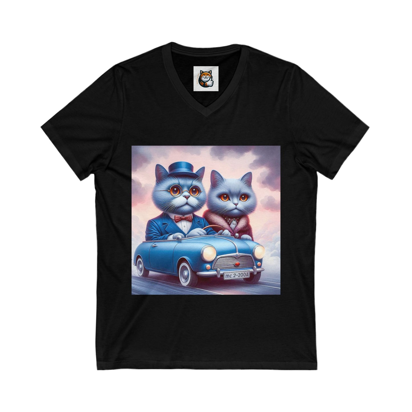 Wacky Russian Blue Cat tiny car tee