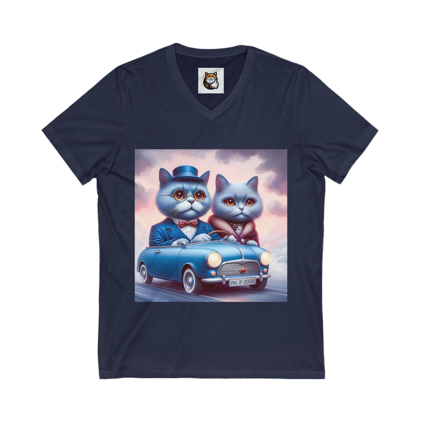 Wacky Russian Blue Cat tiny car tee
