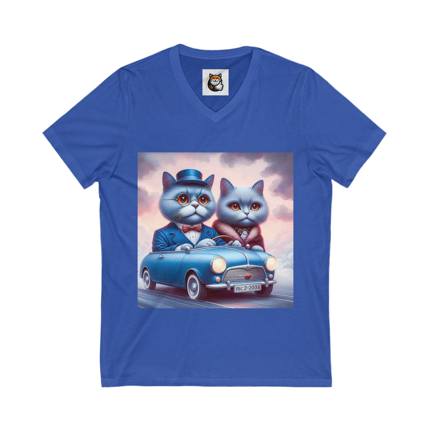 Wacky Russian Blue Cat tiny car tee