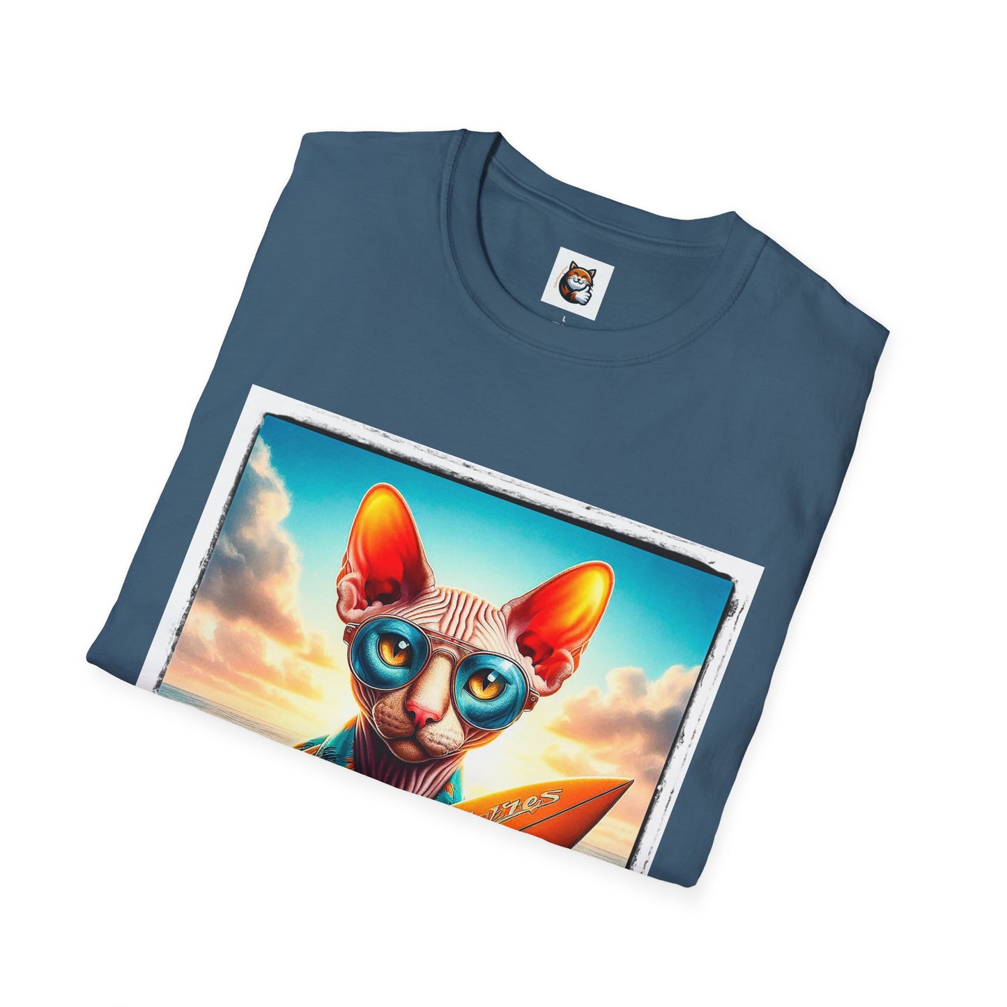 Cornish Rex Cat beach surfer  T-Shirt