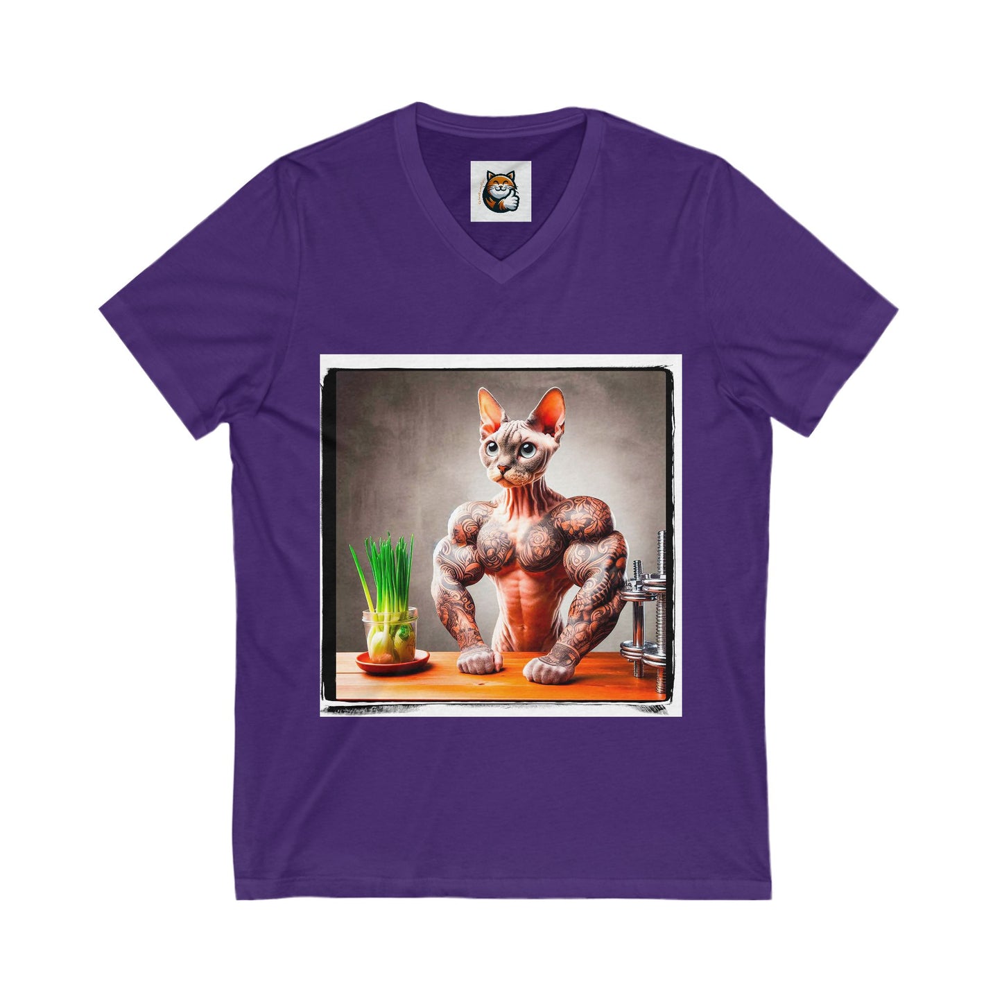 Devon Rex Cat fitness guru  Jersey Short Sleeve V-Neck Tee