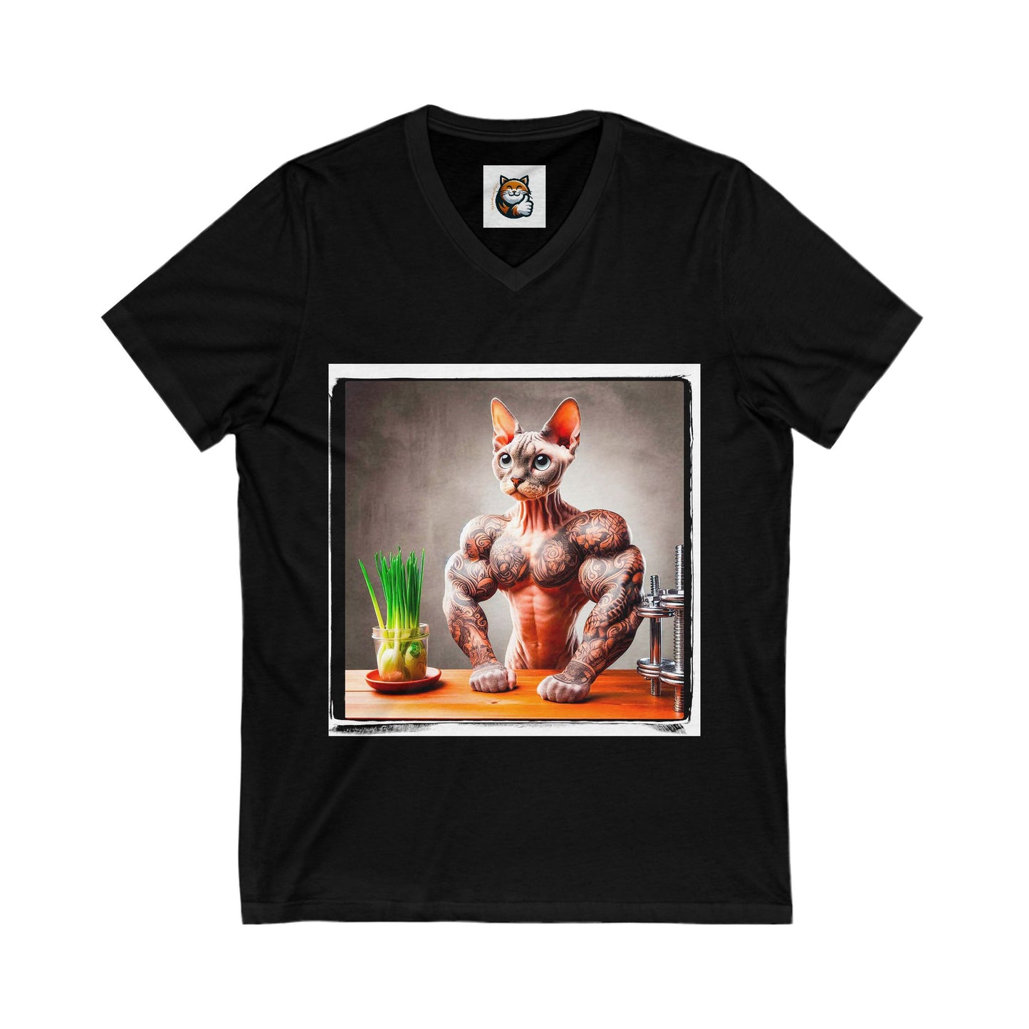 Devon Rex Cat fitness guru  Jersey Short Sleeve V-Neck Tee