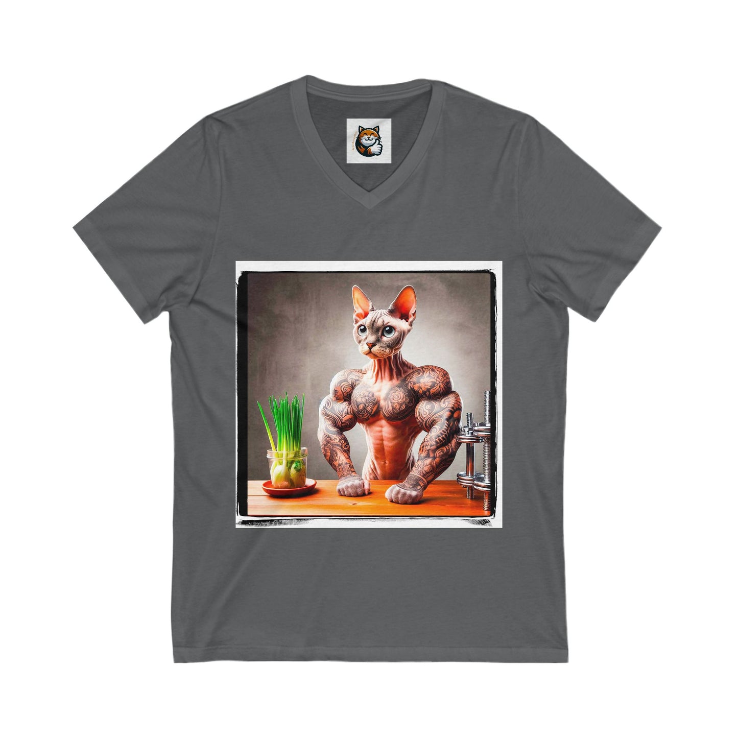 Devon Rex Cat fitness guru  Jersey Short Sleeve V-Neck Tee