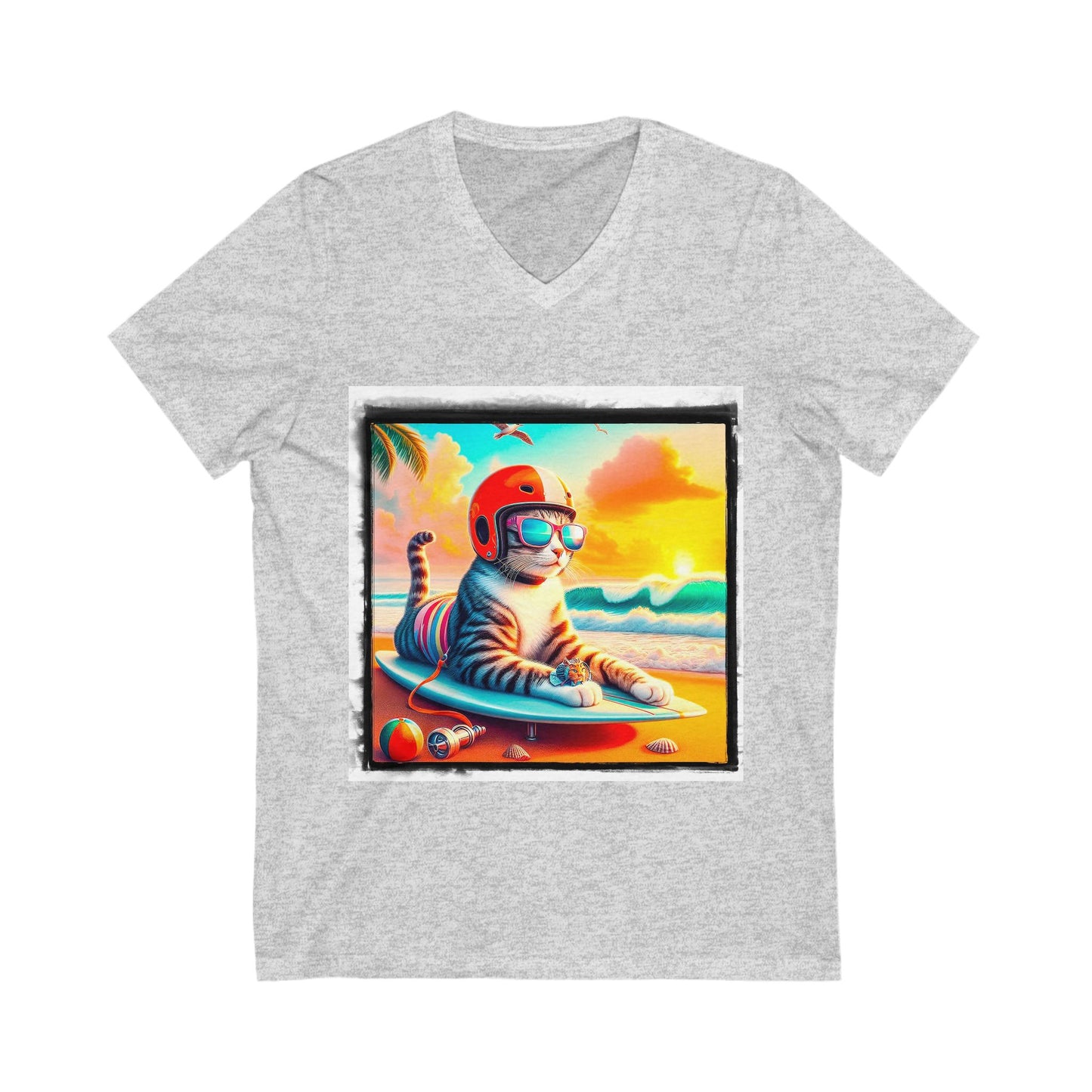 Domestic Cat Unisex Jersey Short Sleeve V-Neck Tee