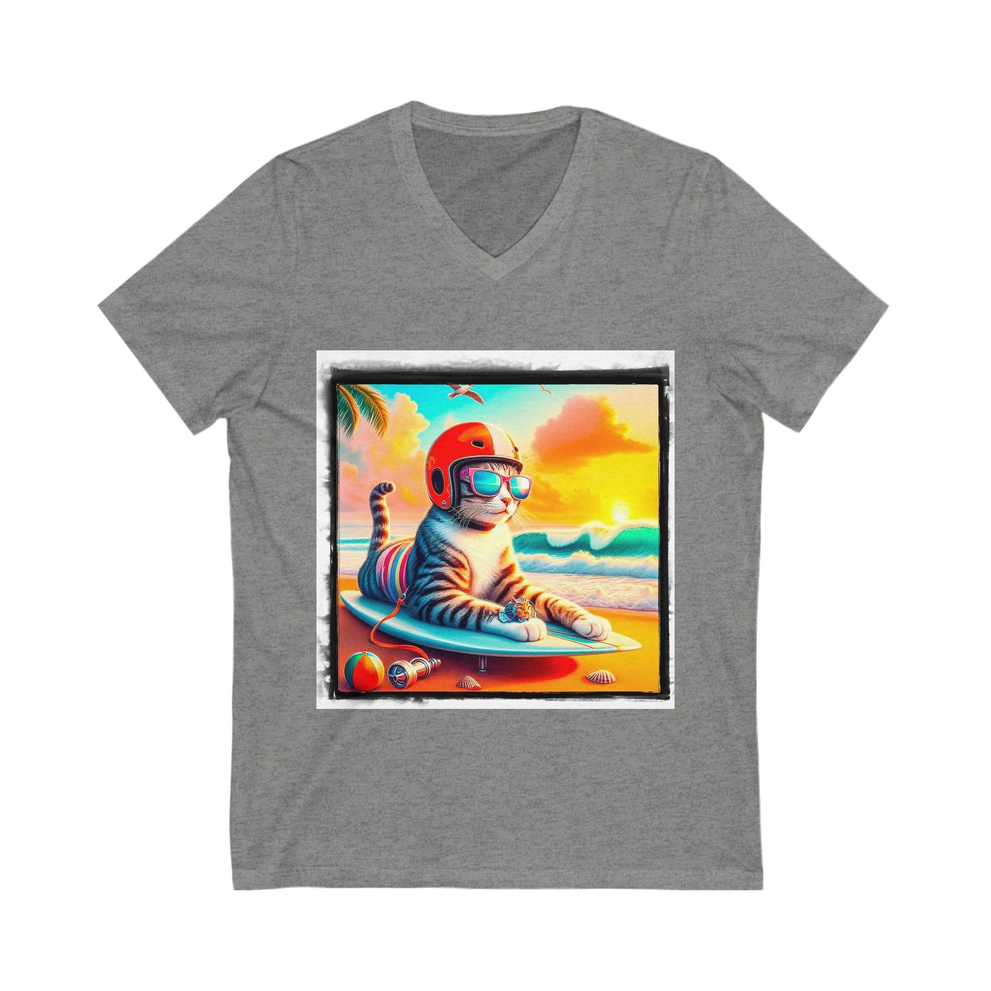 Domestic Cat Unisex Jersey Short Sleeve V-Neck Tee