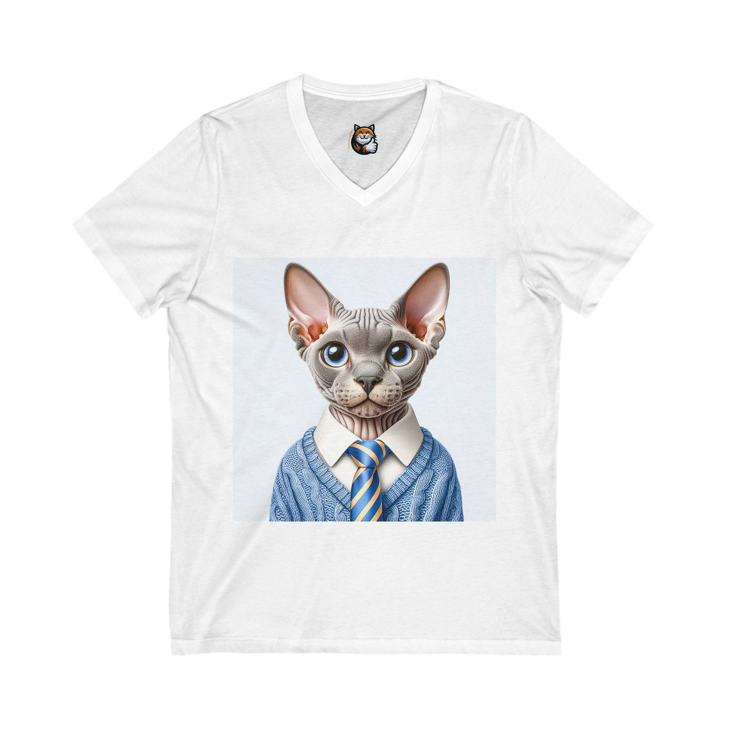 Devon Rex suit and tie Unisex Jersey Short Sleeve V-Neck Tee