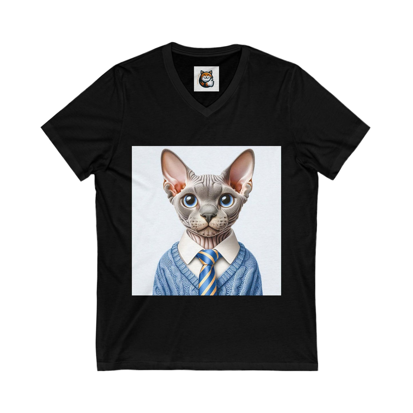 Devon Rex suit and tie Unisex Jersey Short Sleeve V-Neck Tee