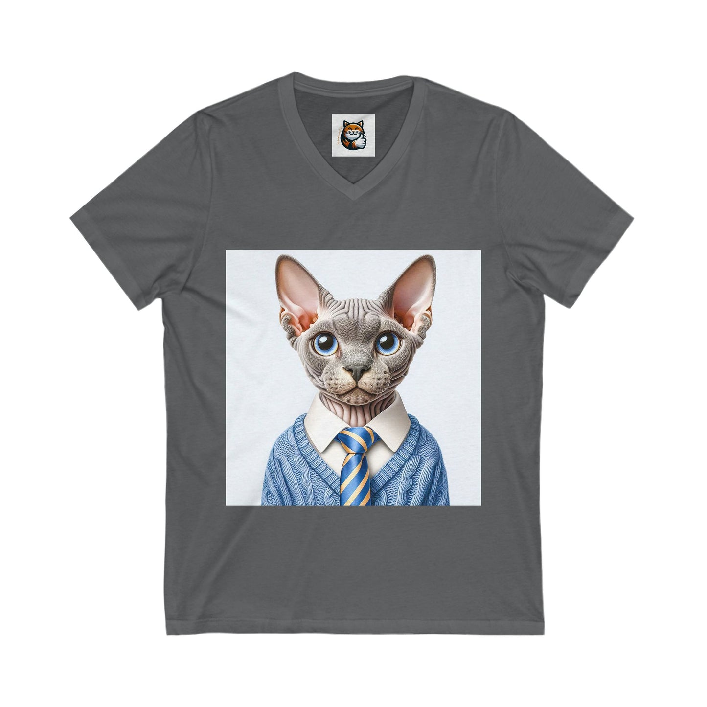 Devon Rex suit and tie Unisex Jersey Short Sleeve V-Neck Tee