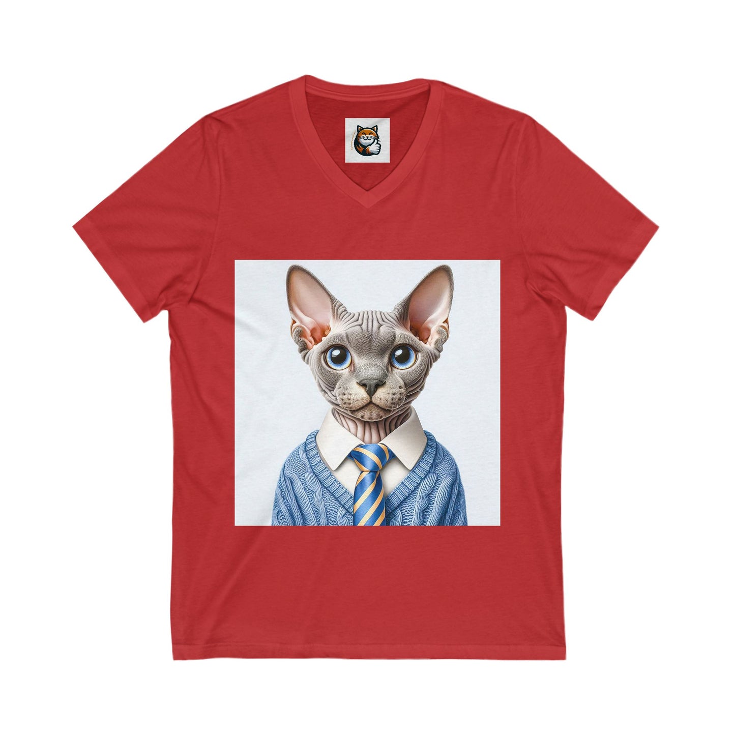 Devon Rex suit and tie Unisex Jersey Short Sleeve V-Neck Tee