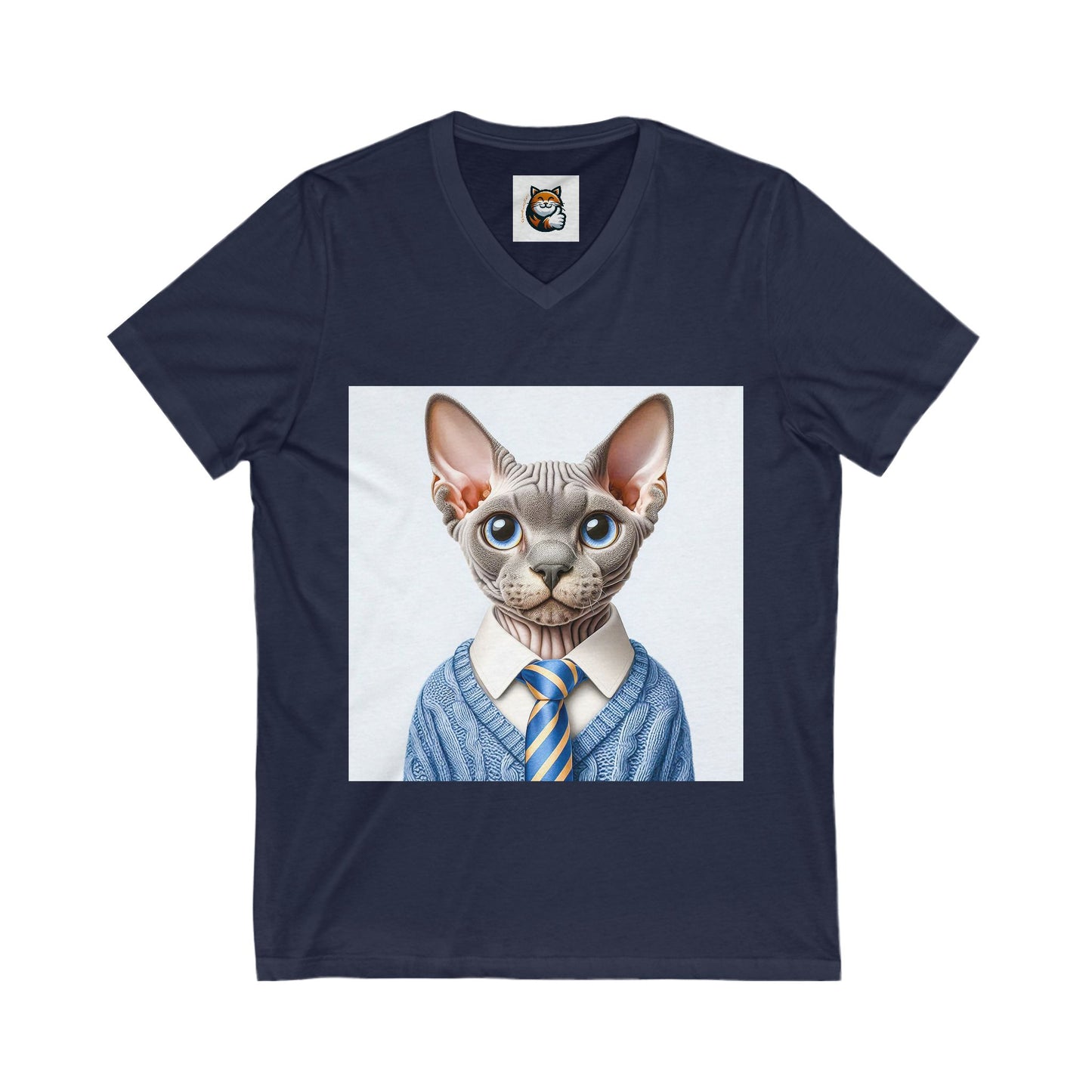 Devon Rex suit and tie Unisex Jersey Short Sleeve V-Neck Tee