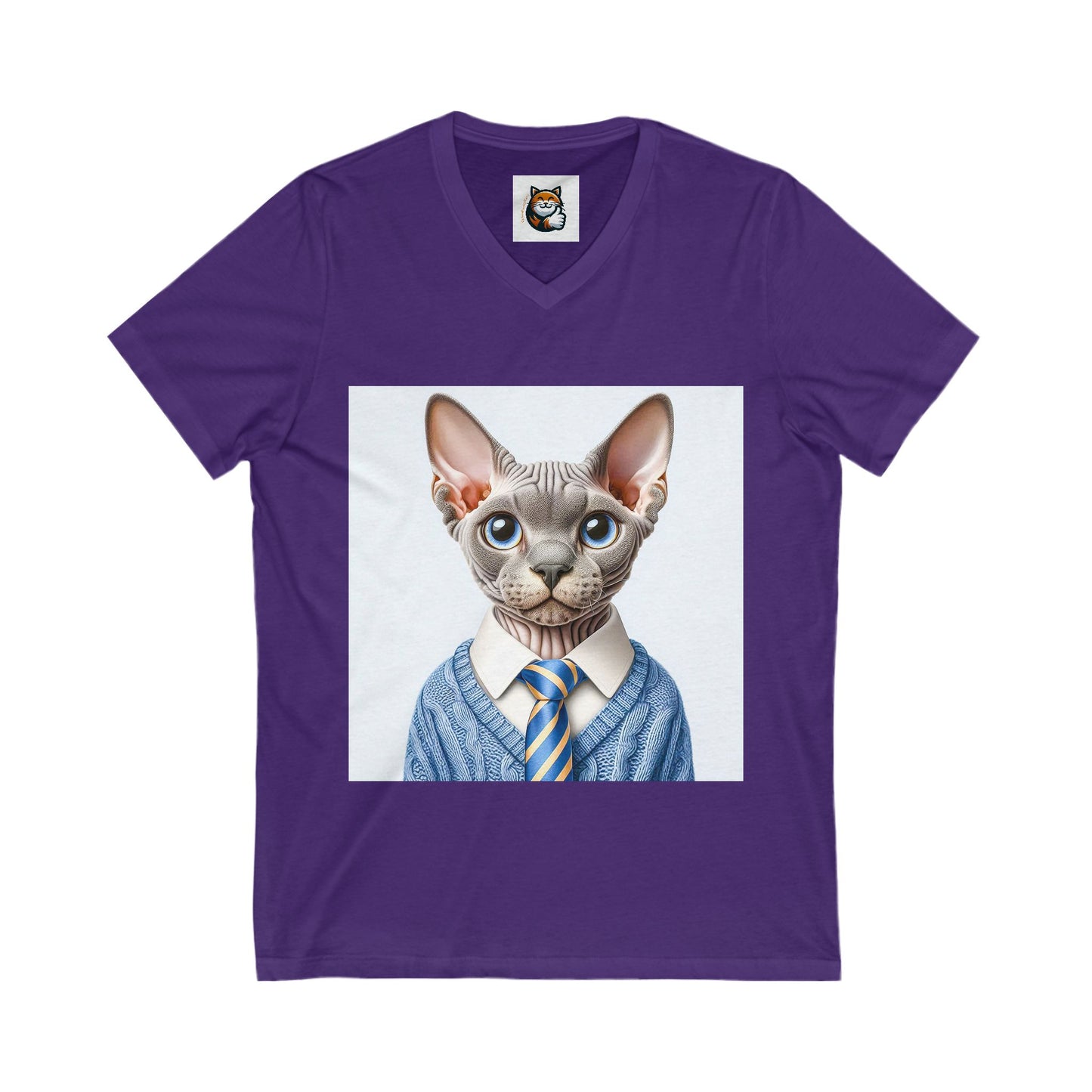 Devon Rex suit and tie Unisex Jersey Short Sleeve V-Neck Tee