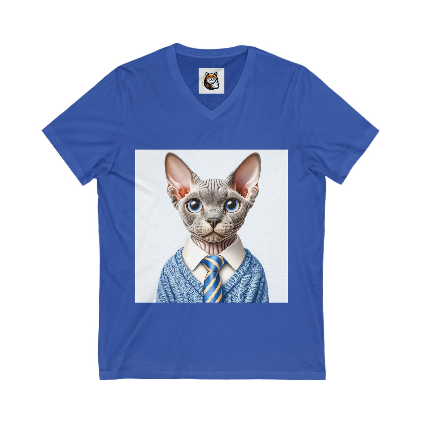Devon Rex suit and tie Unisex Jersey Short Sleeve V-Neck Tee