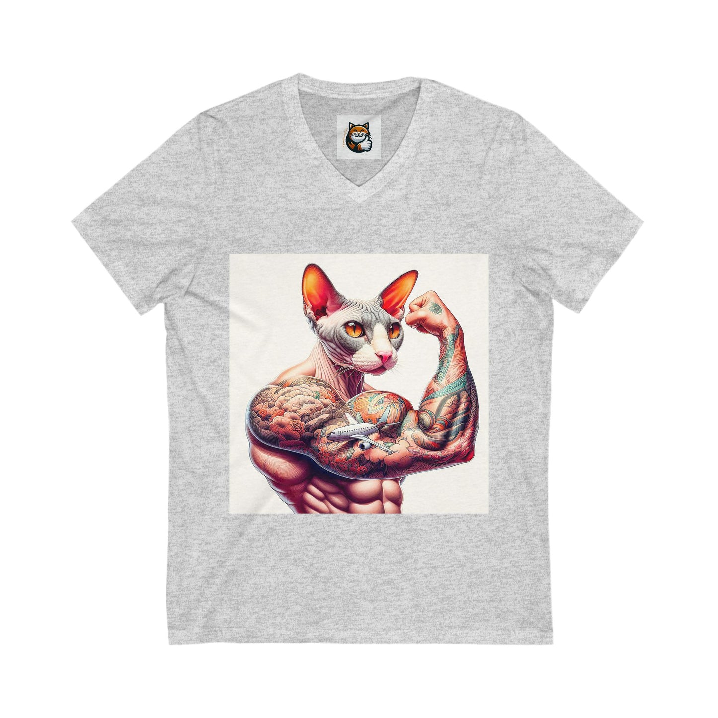 Cornish Rex Cat Unisex Jersey Short Sleeve V-Neck Tee