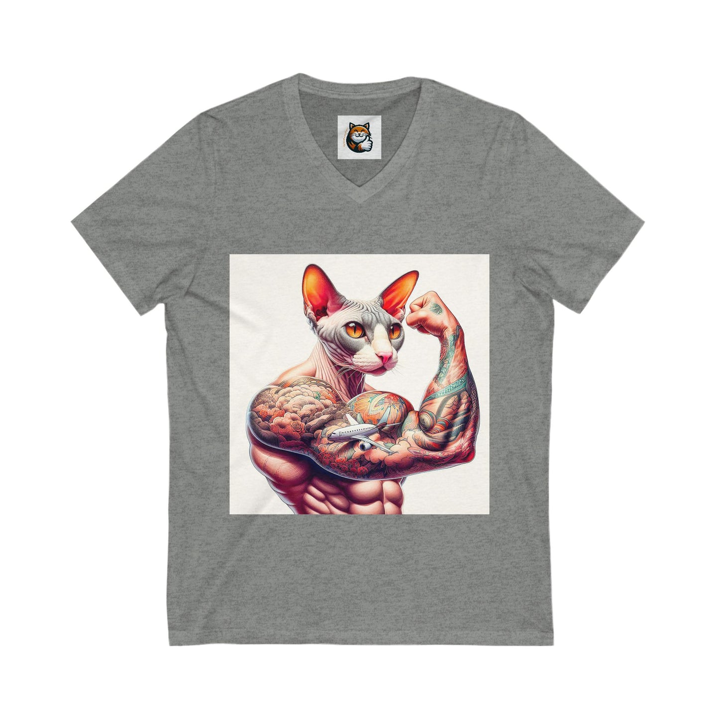 Cornish Rex Cat Unisex Jersey Short Sleeve V-Neck Tee