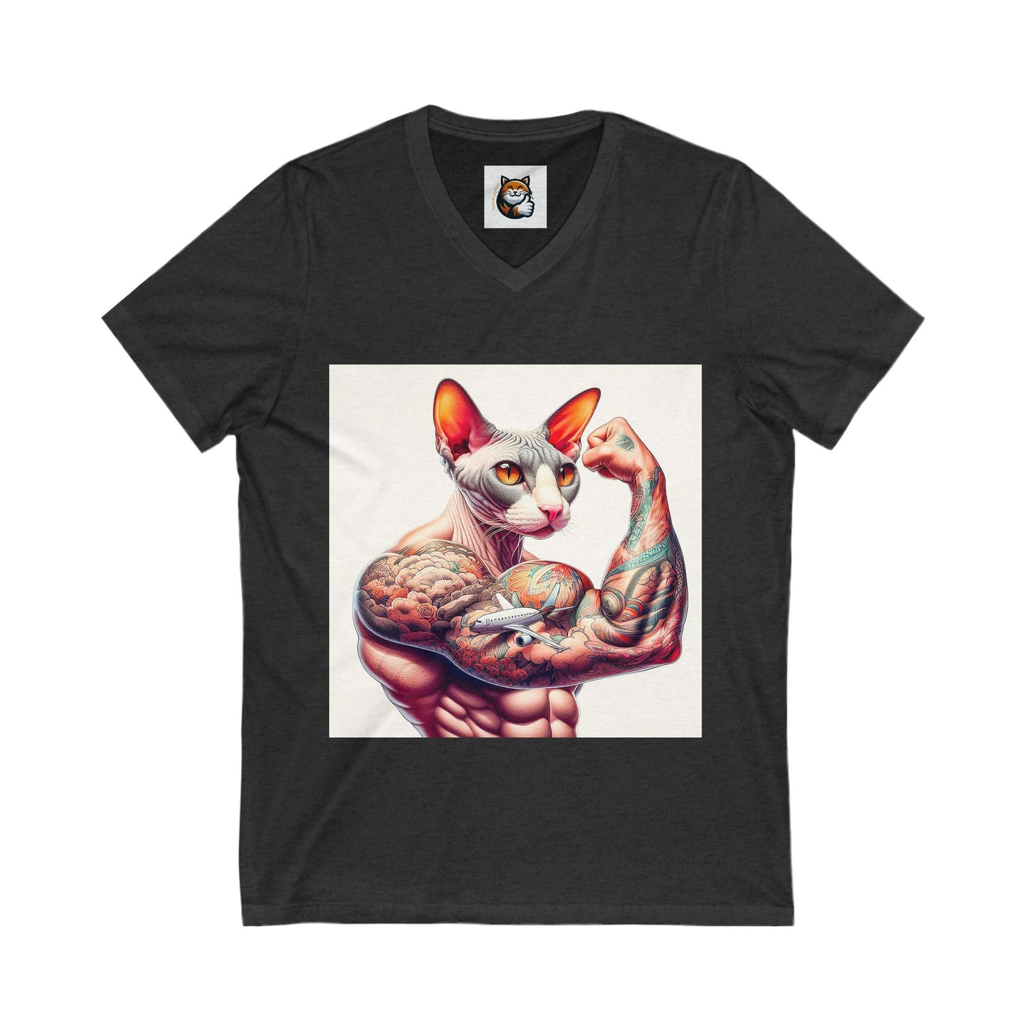 Cornish Rex Cat Unisex Jersey Short Sleeve V-Neck Tee