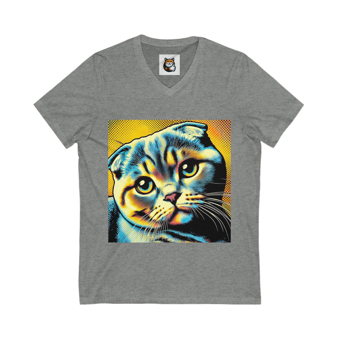 Scottish Fold  Yellow and blue kitty  Tee