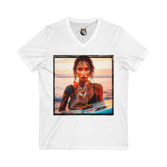 Oriental Shorthair Unisex Jersey Short Sleeve V-Neck Tee