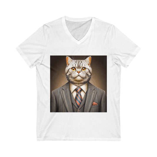 American Shorthair business professionals Jersey Short Sleeve V-Neck Tee