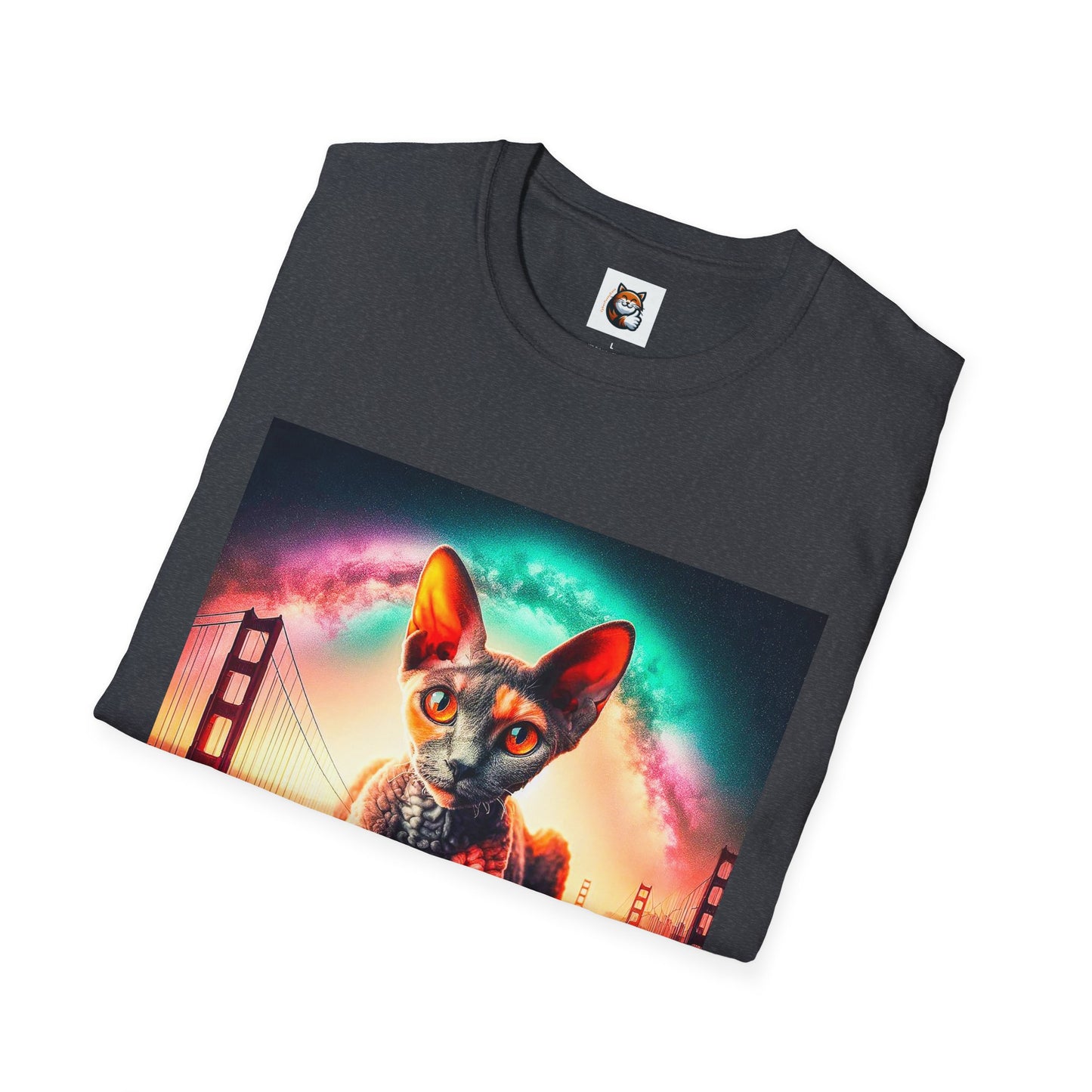 Devon Rex rainbow  Unisex Softstyle T-Shirt