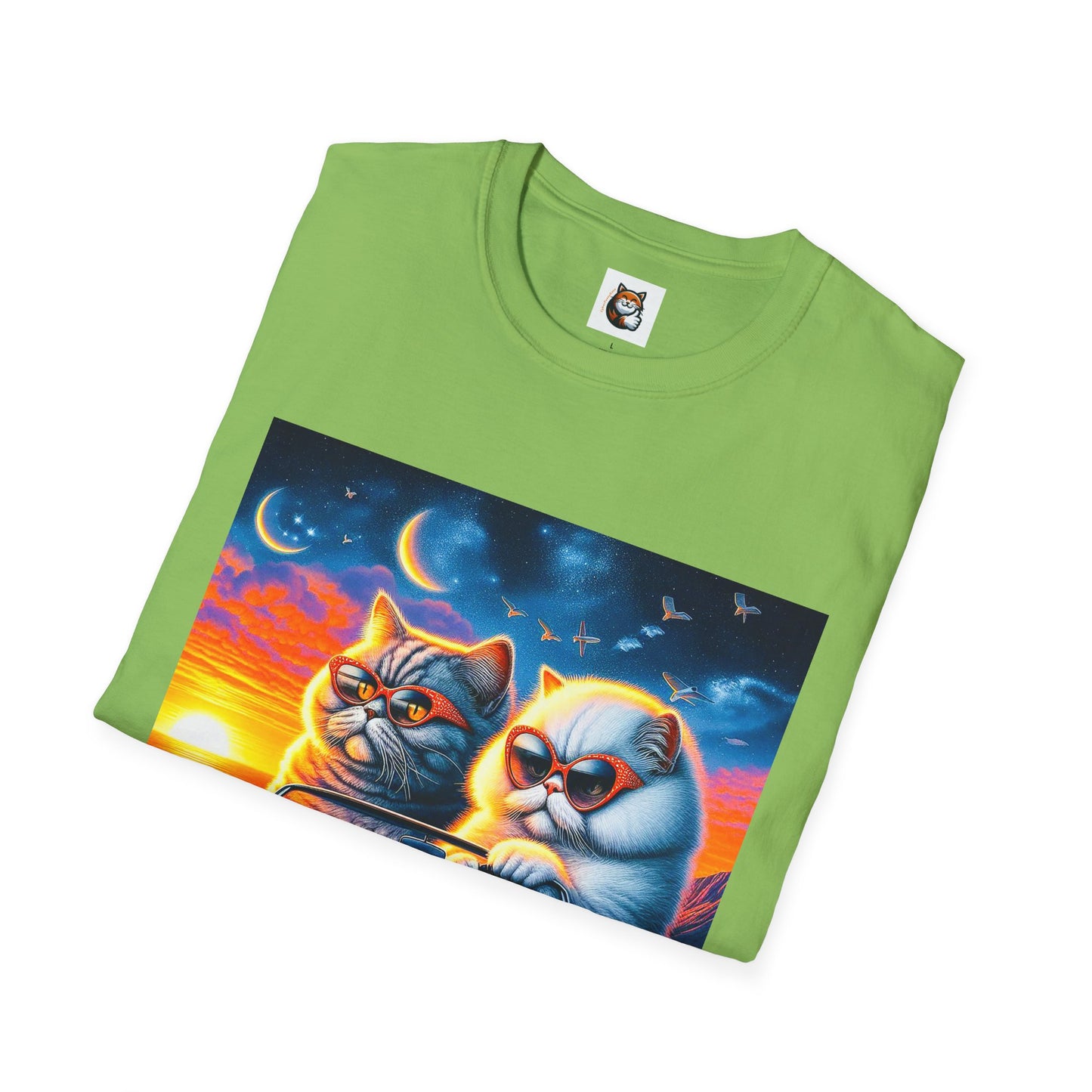 Selkirk Rex Cat T-Shirt sunset driving