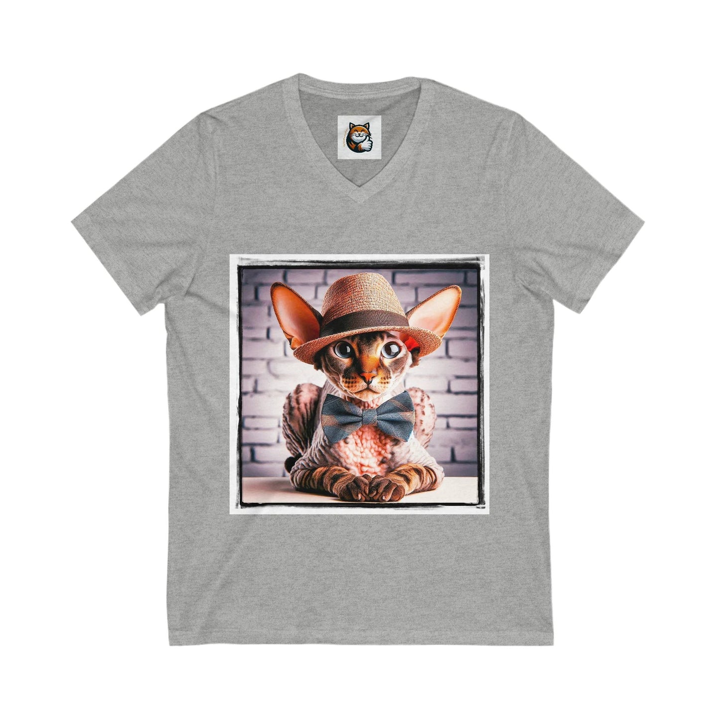 Cornish Rex Cat Unisex Jersey Short Sleeve V-Neck Tee by Printify
