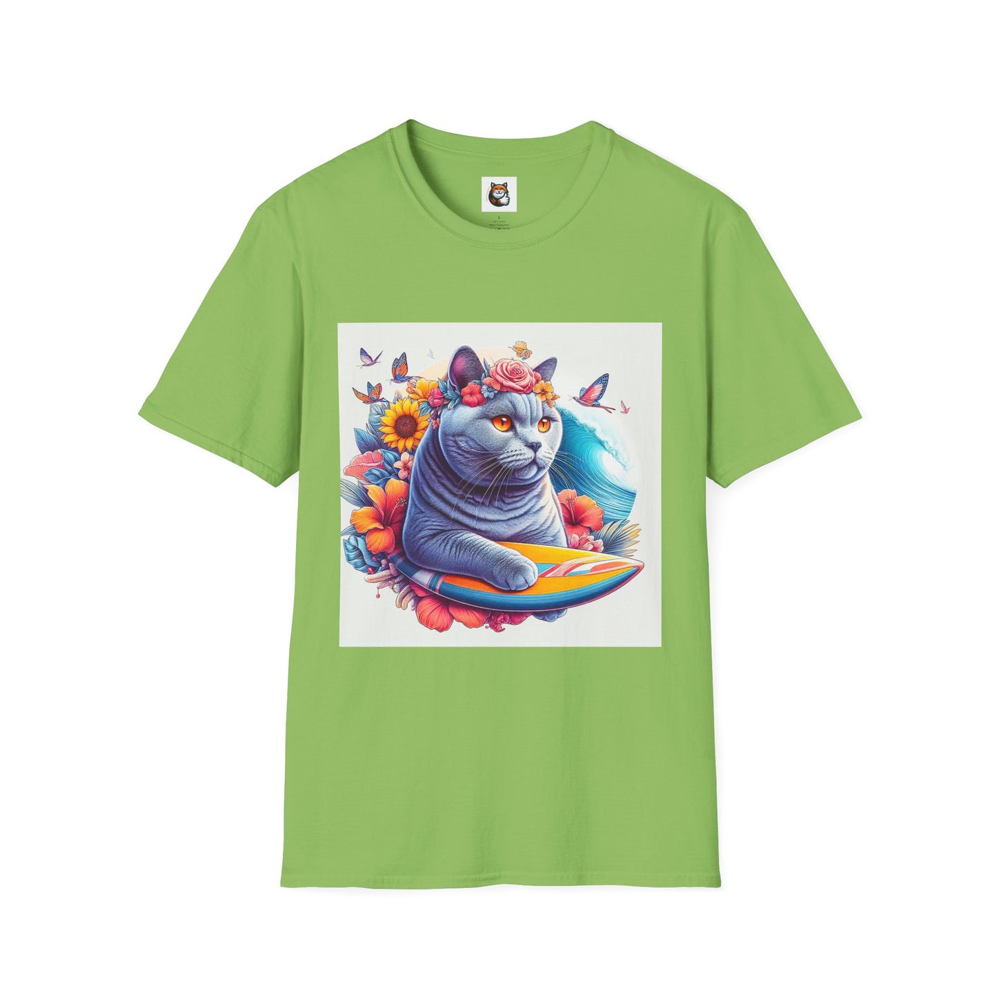 British Shorthair surf board Softstyle T-Shirt