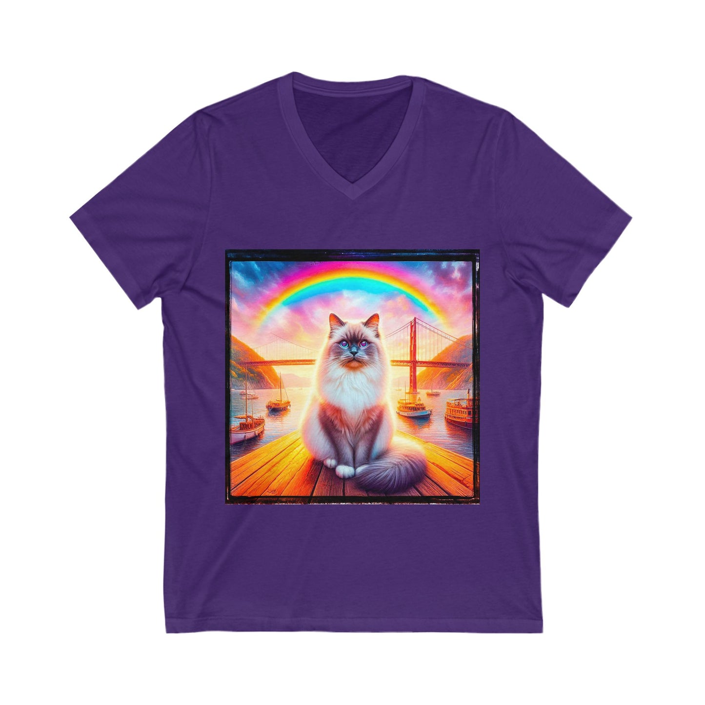 Birman bridge Jersey Short Sleeve V-Neck Tee