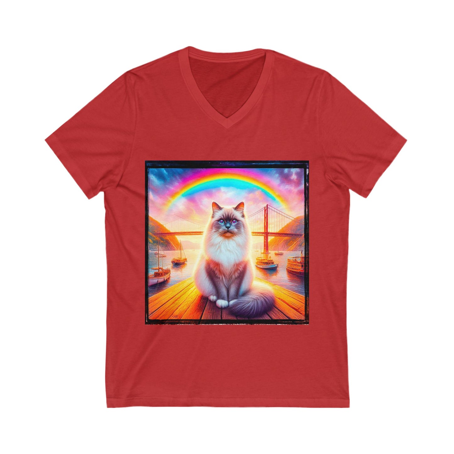 Birman bridge Jersey Short Sleeve V-Neck Tee