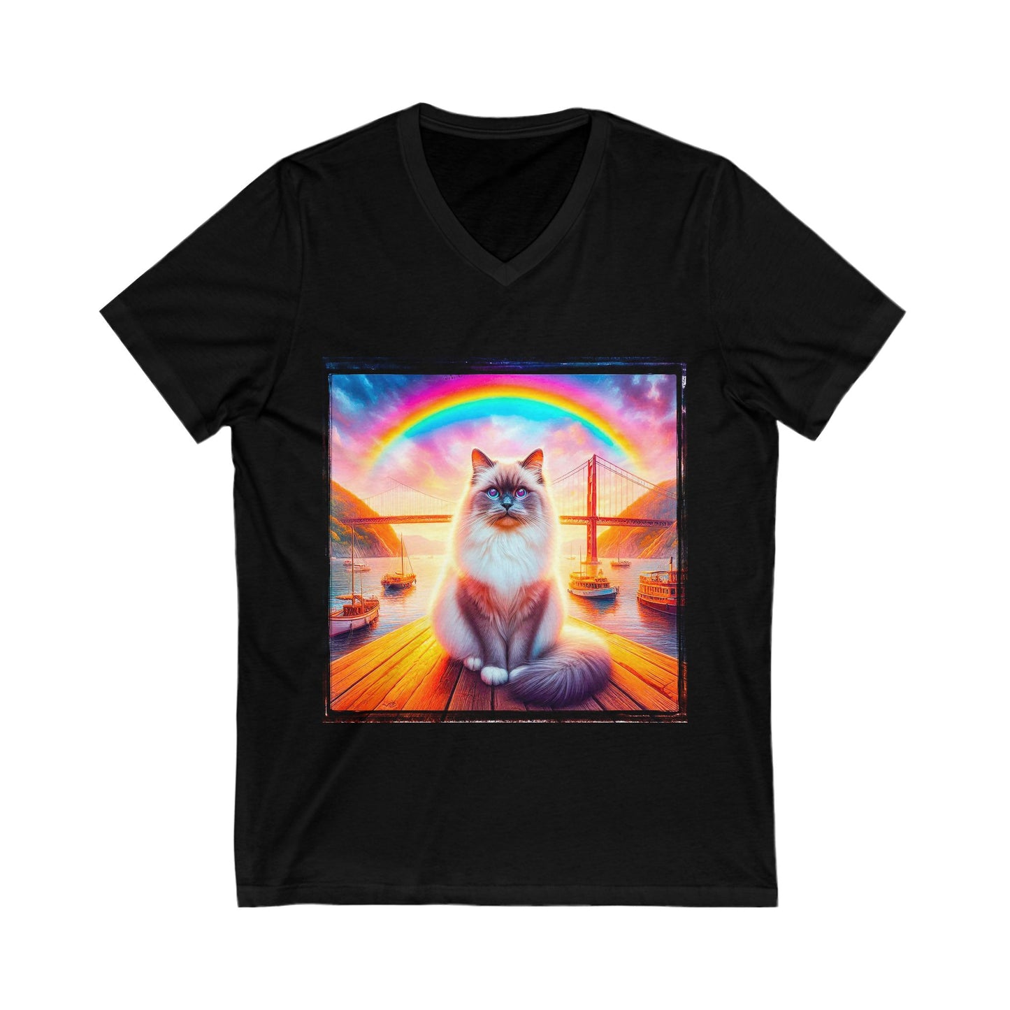Birman bridge Jersey Short Sleeve V-Neck Tee