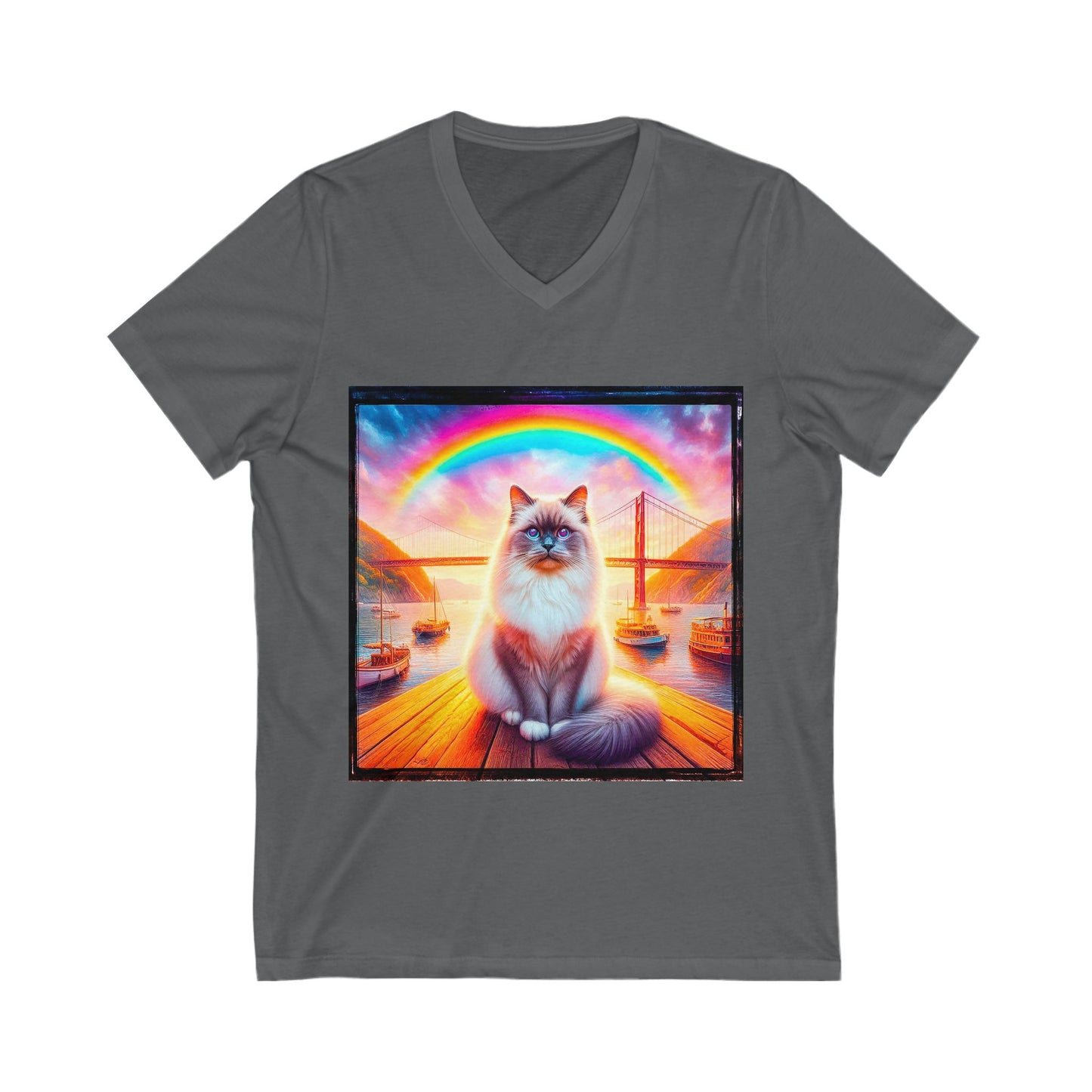 Birman bridge Jersey Short Sleeve V-Neck Tee