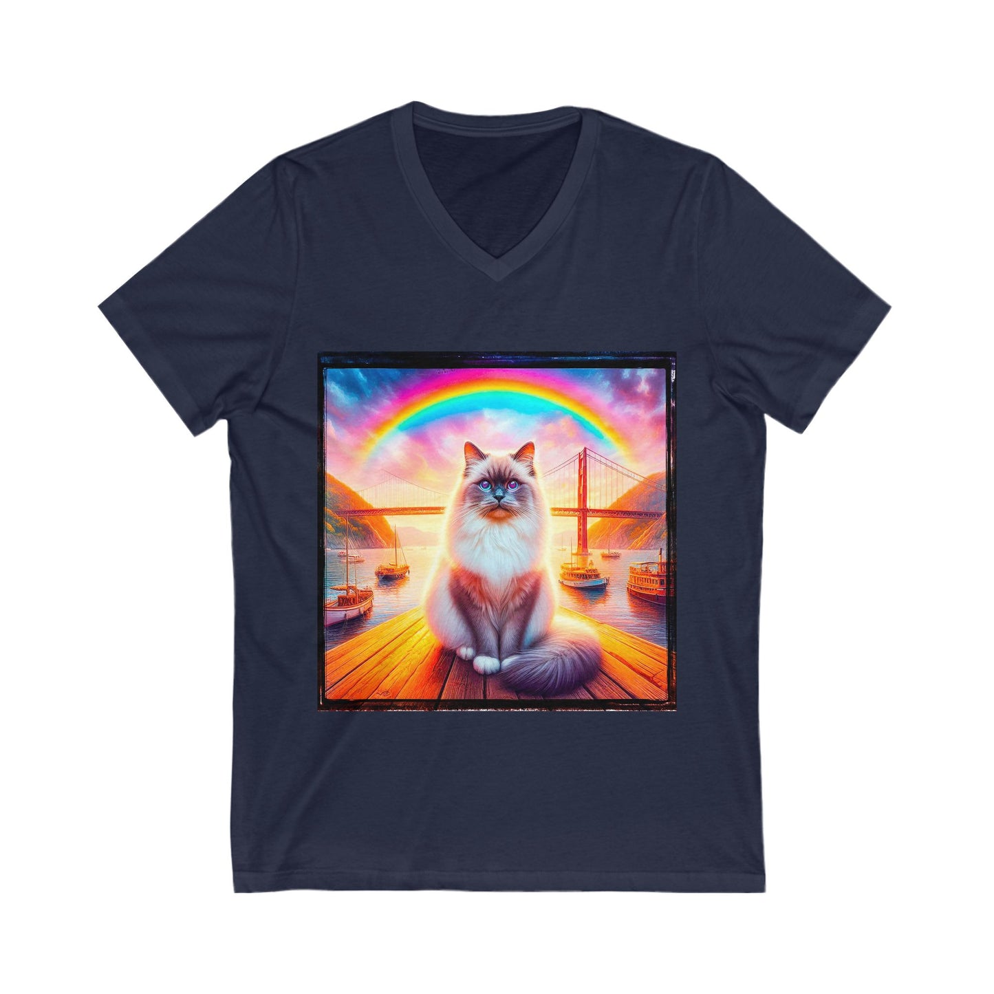 Birman bridge Jersey Short Sleeve V-Neck Tee