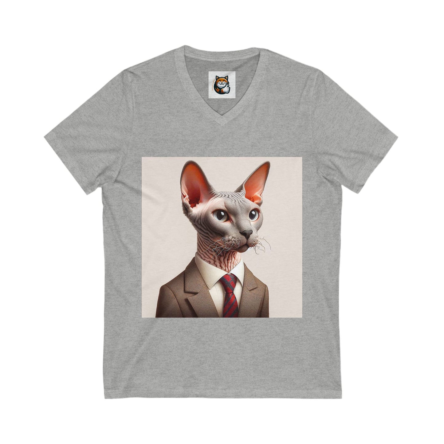 Cornish Rex Cat Unisex Jersey Short Sleeve V-Neck Tee