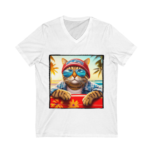 Domestic Cat Unisex Jersey Short Sleeve V-Neck Tee