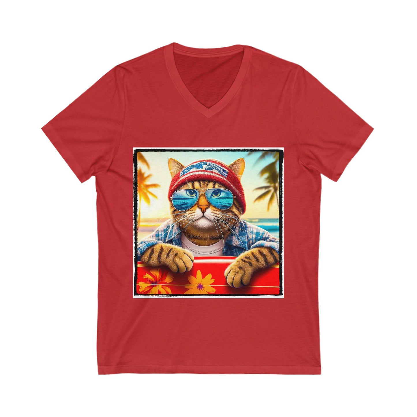 Domestic Cat Unisex Jersey Short Sleeve V-Neck Tee