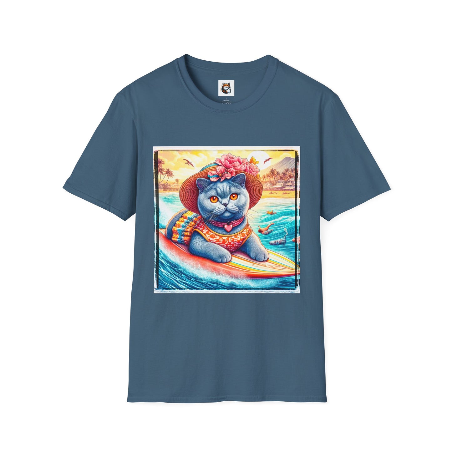 British Shorthair pretty surfer girl Softstyle T-Shirt