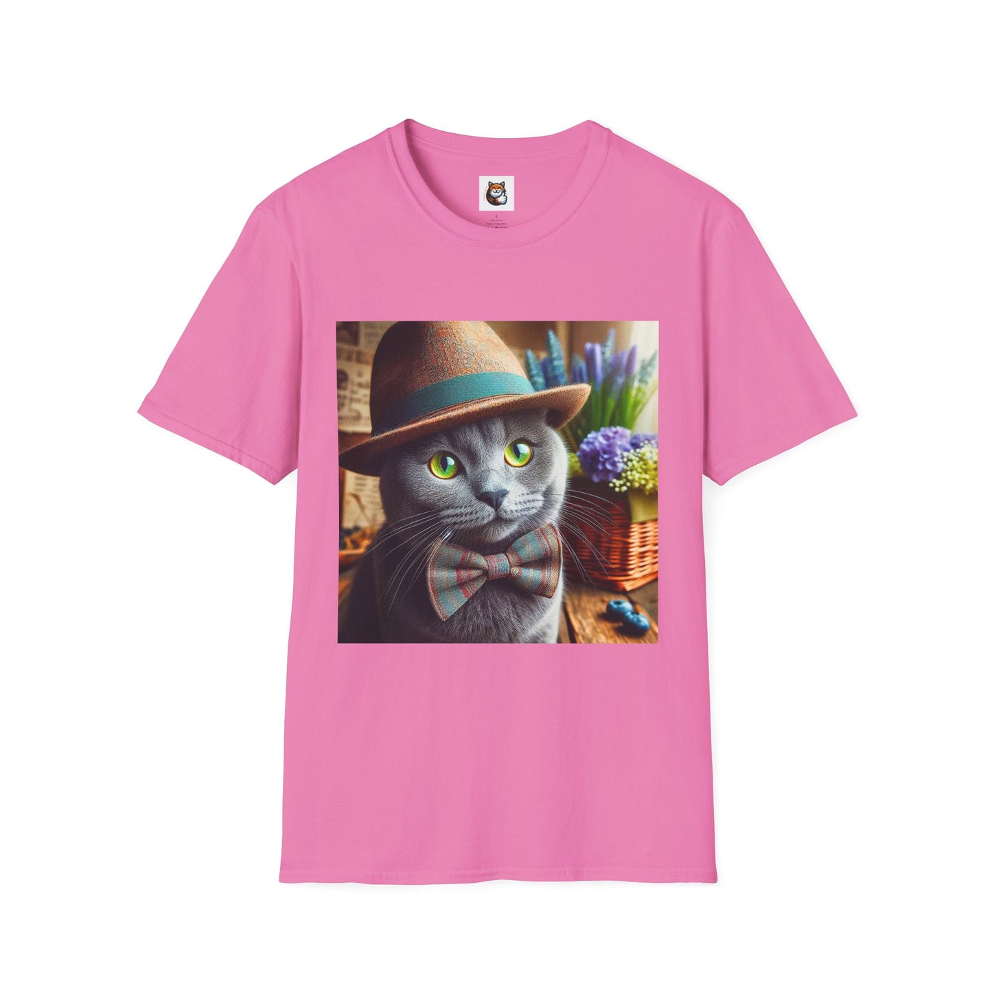 Russian Blue Cat hat and bow tie T-Shirt