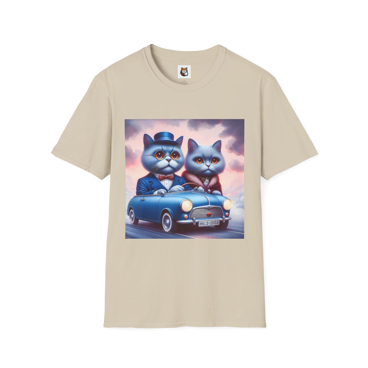 Russian Blue Cat tiny car  T-Shirt