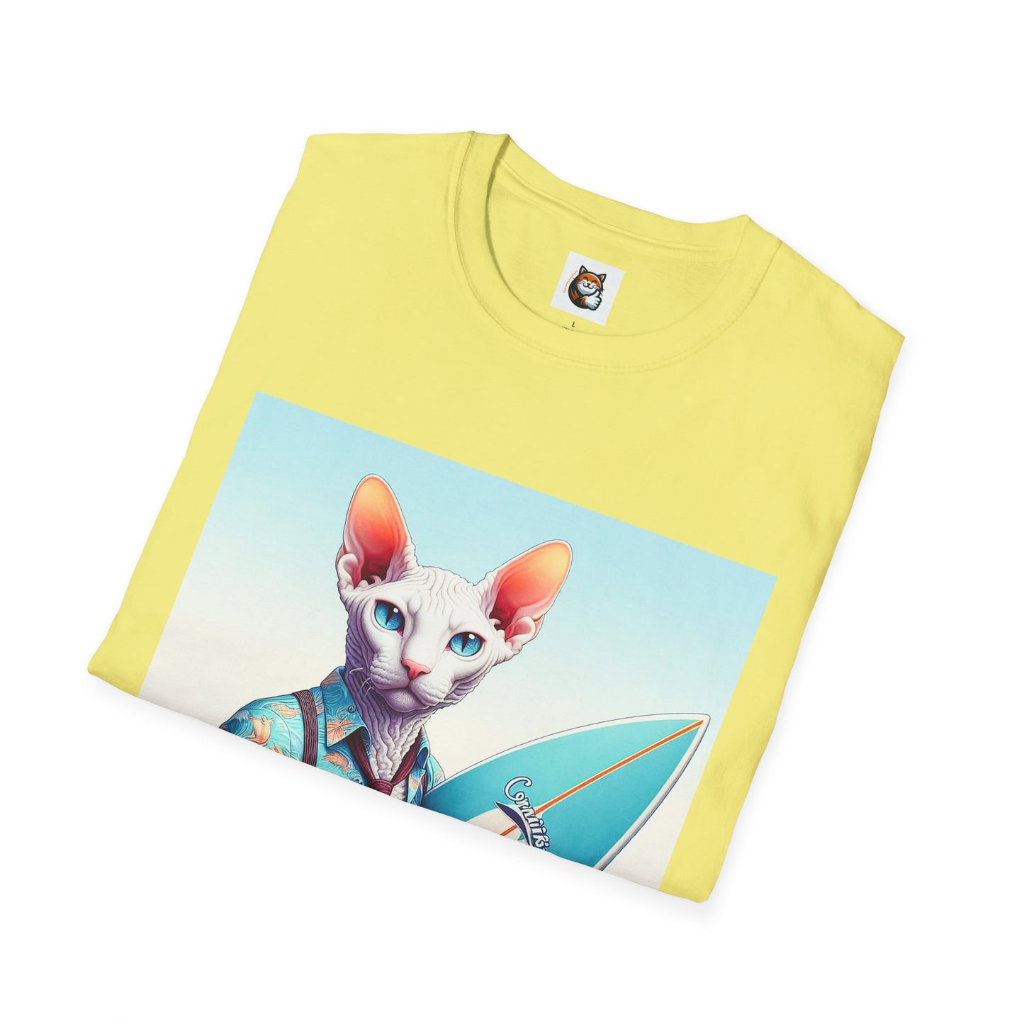 Cornish Rex Cat beach surfer T-Shirt