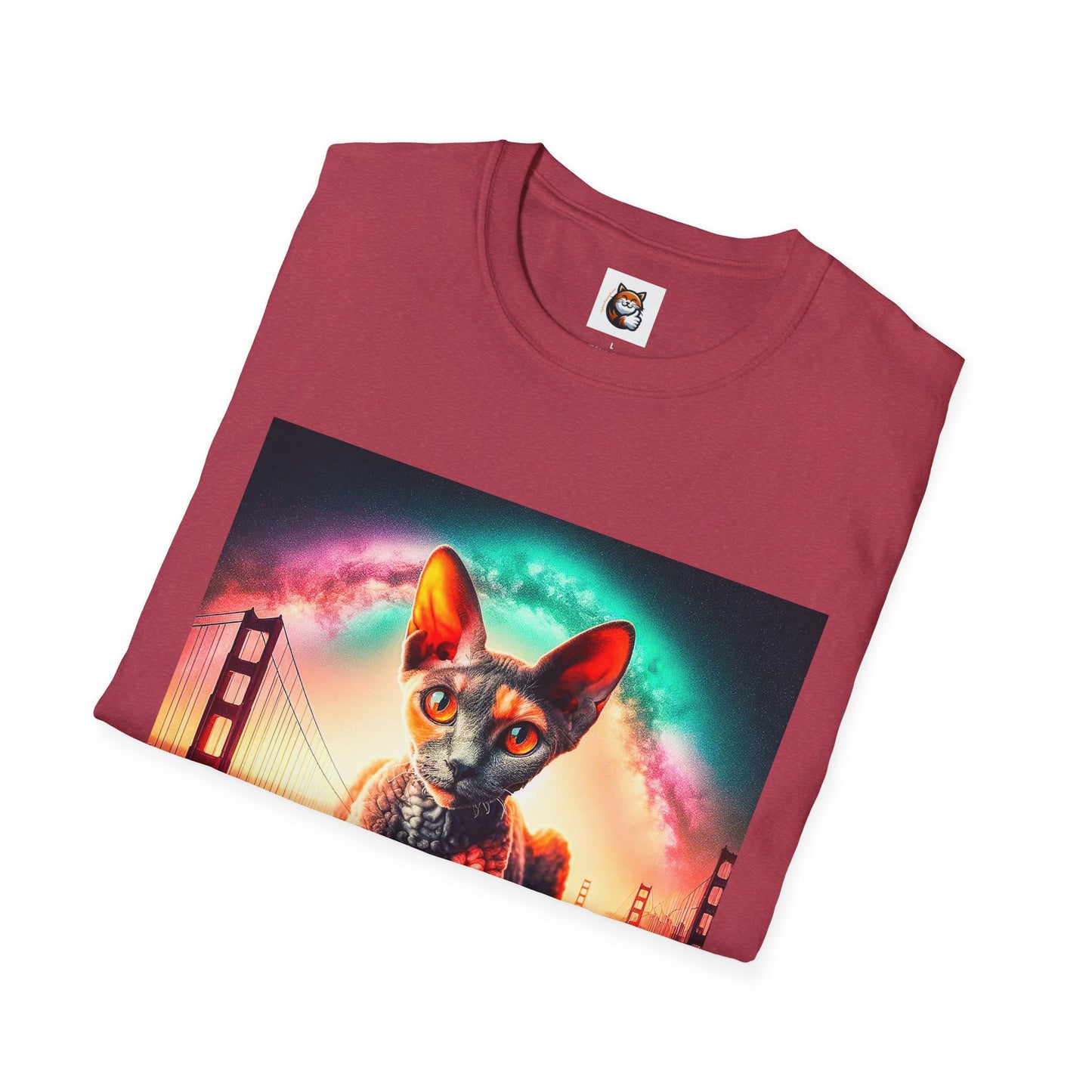 Devon Rex rainbow  Unisex Softstyle T-Shirt