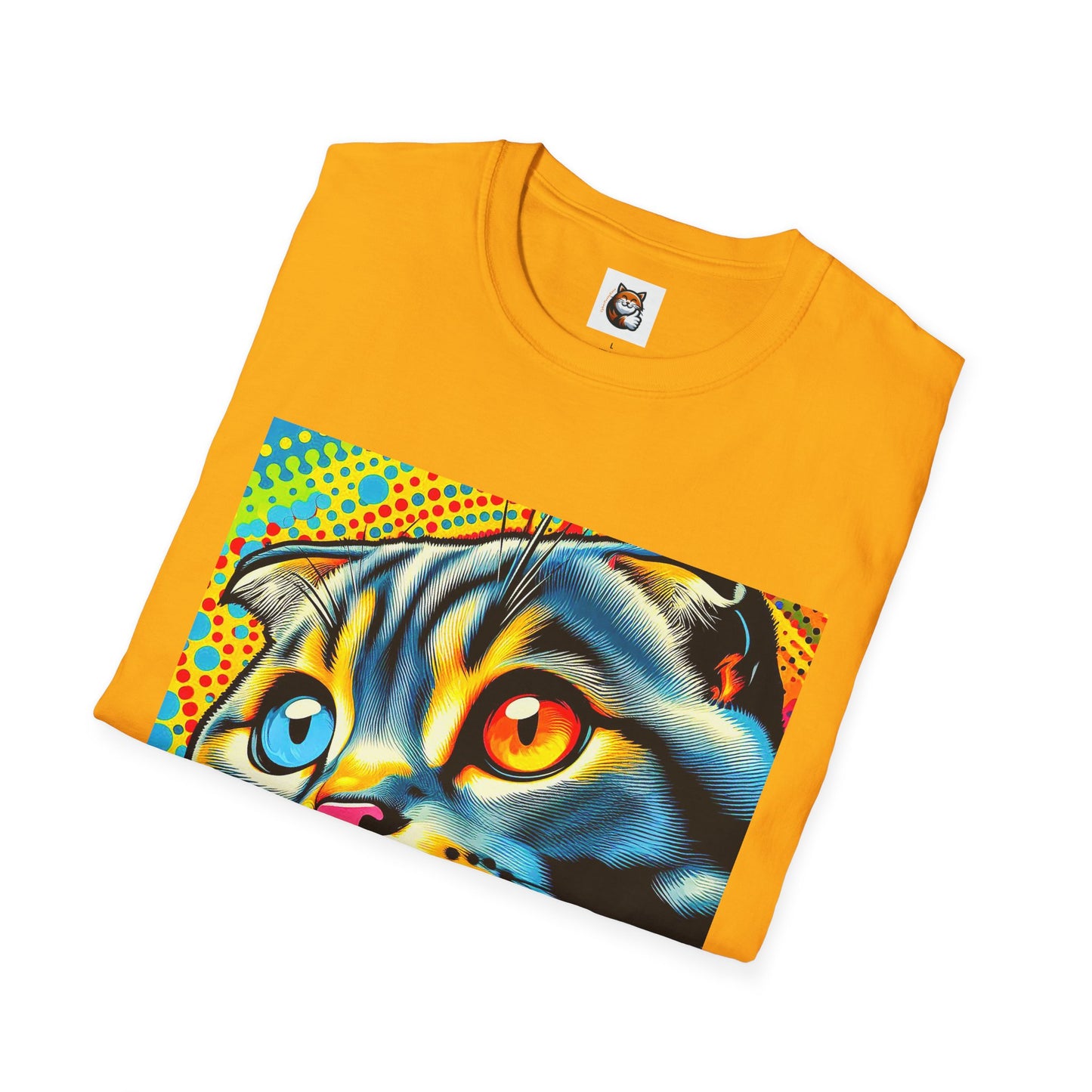 Scottish Fold Cat yellow comic book shirt