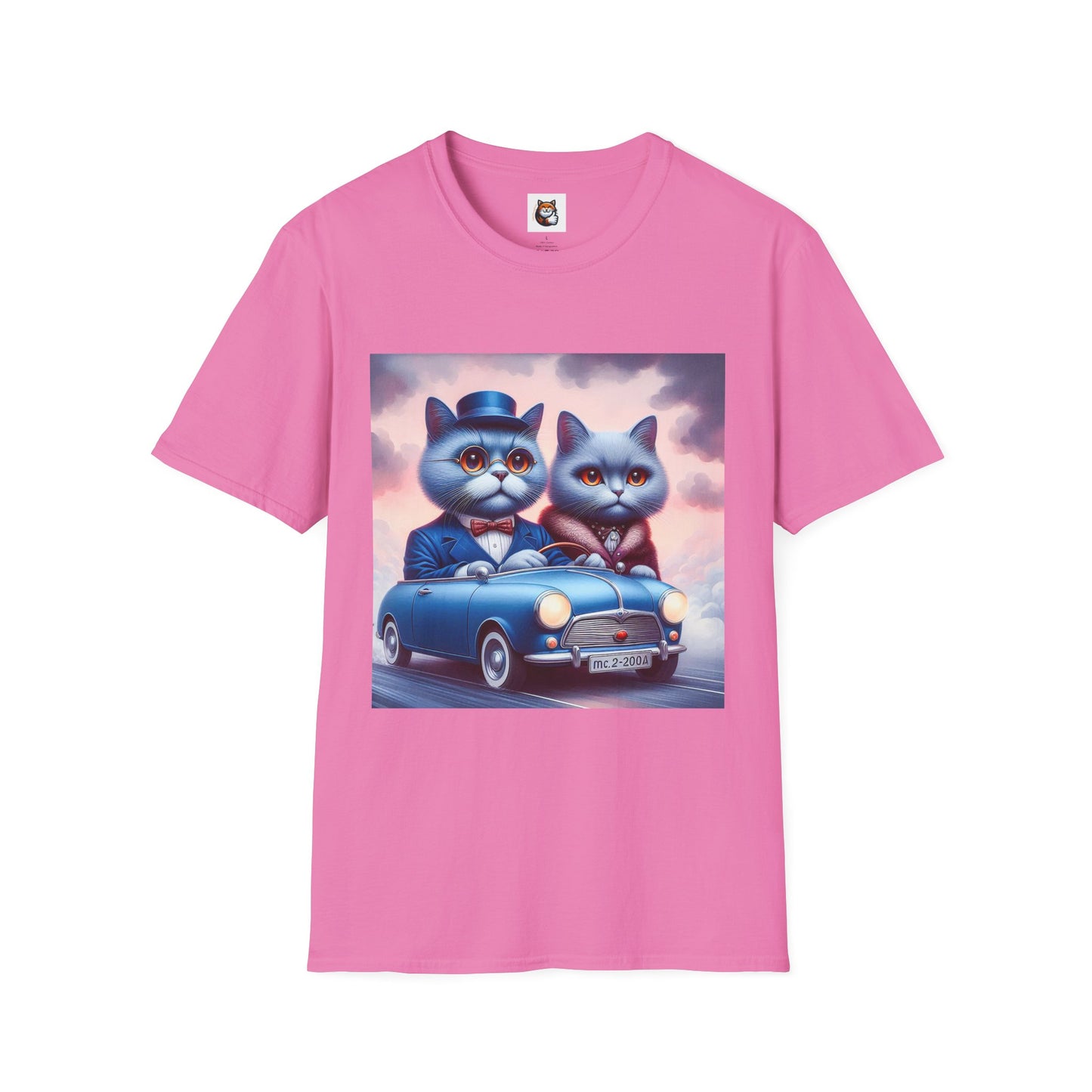 Russian Blue Cat tiny car  T-Shirt