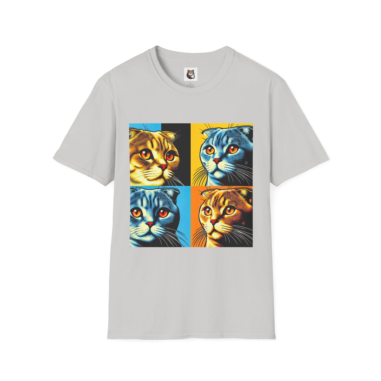 Scottish Fold Cat colorful squares  T-Shirt