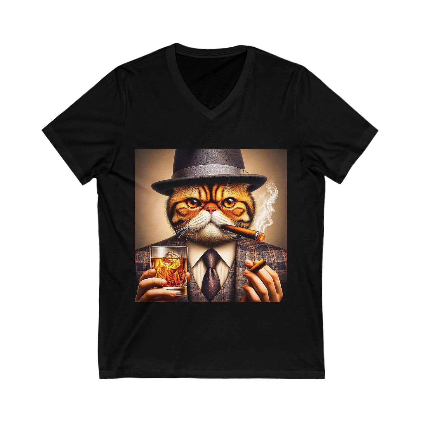 Exotic Shorthair Cat Unisex Jersey Short Sleeve V-Neck Tee